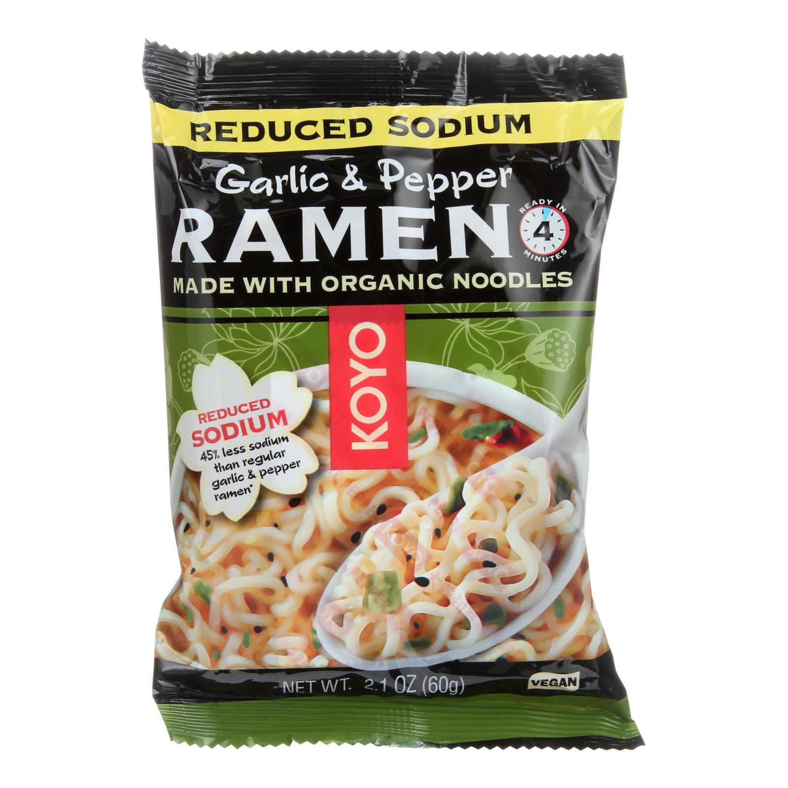 KOYO - 2.1oz GARLIC PEPPER REDUCED SODIUM RAMEN