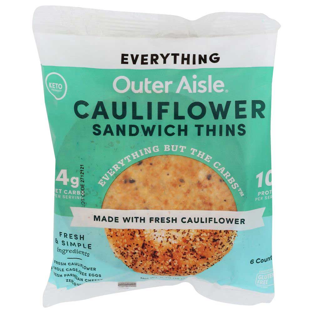 OUTER AISLE 6.75oz CAULIFLOWER SANDWICH THINS EVERYTHING SEASONING