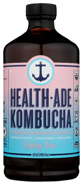 HEALTH ADE 16oz ORGANIC BUBBLY ROSE KOMBUCHA