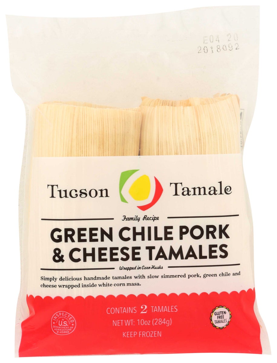 TUCSON TAMALE 10oz GREEN CHILE PORK AND CHEESE TAMALES