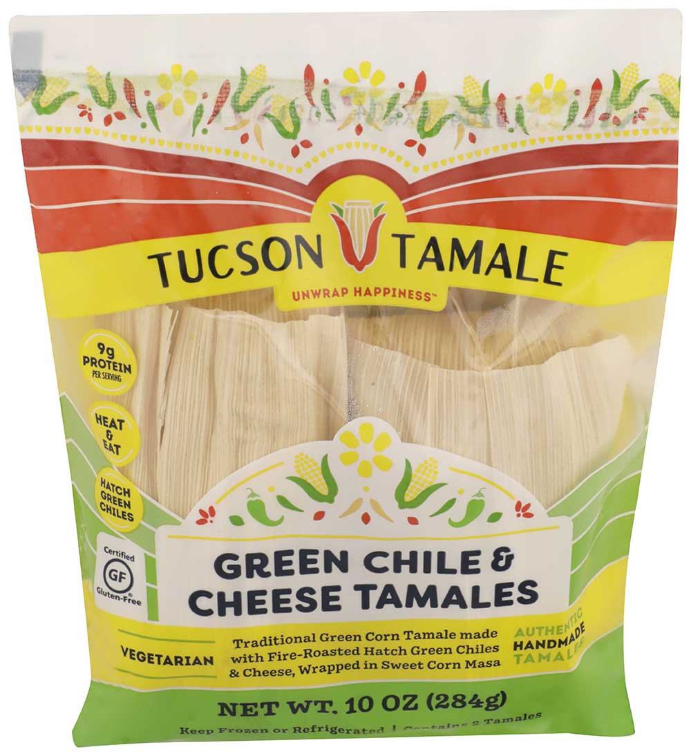 TUCSON TAMALE 10oz GREEN CHILE AND CHEESE TAMALES