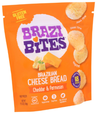 BRAZI BITES 11.5oz BRAZILIAN CHEESE BREAD, CHEDDAR & PARMESAN