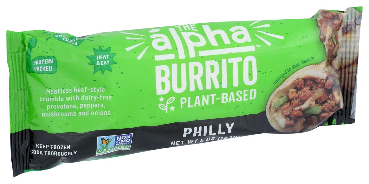 ALPHA FOODS 100 PERCENT PLANT-BASED PHILLY SANDWICH BURRITO, 5oz