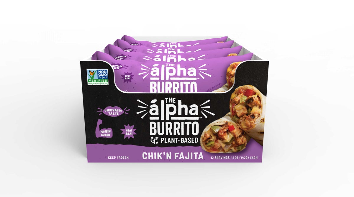 ALPHA FOODS 5oz PLANT-BASED VEGAN CHICKEN FAJITA BURRITO