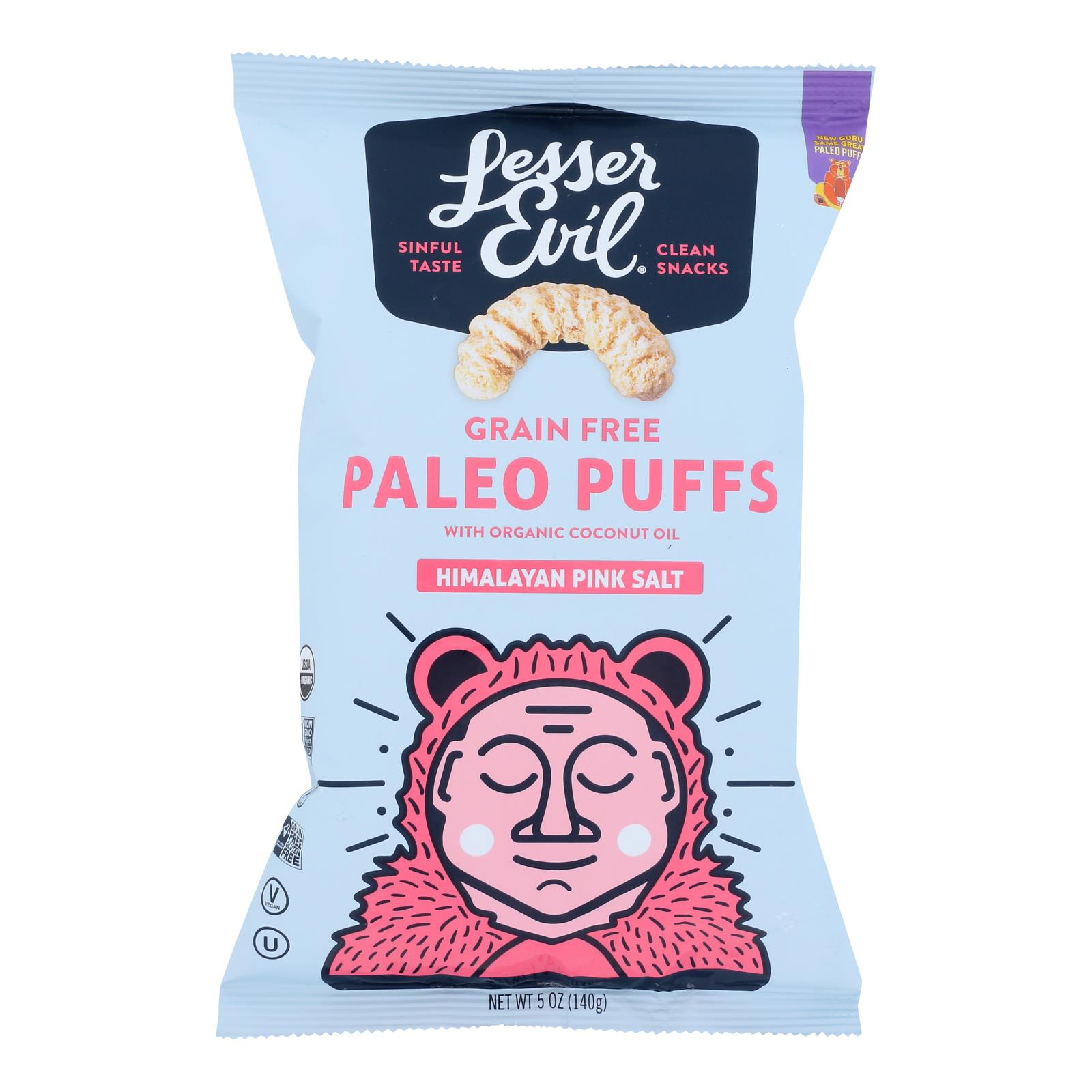 LESSER EVILPALEO PUFFS  5oz CRUNCHY HIMALAYAN SALT