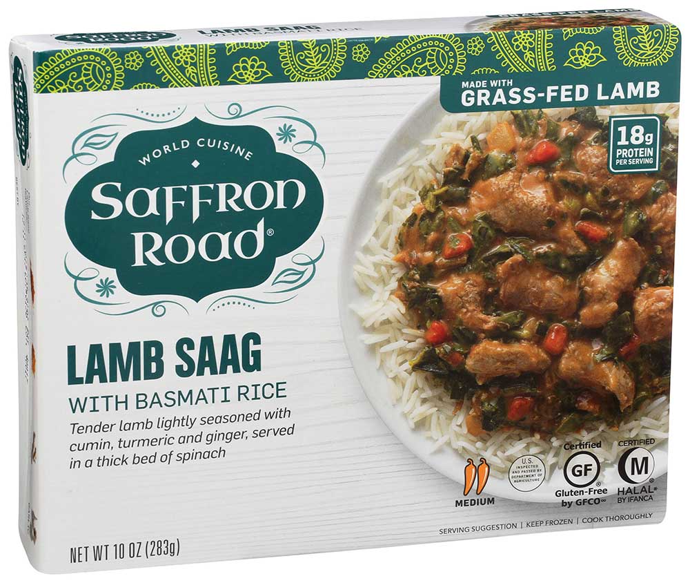 SAFFRON ROAD 10oz LAMB SAAG WITH BASMATI RICE