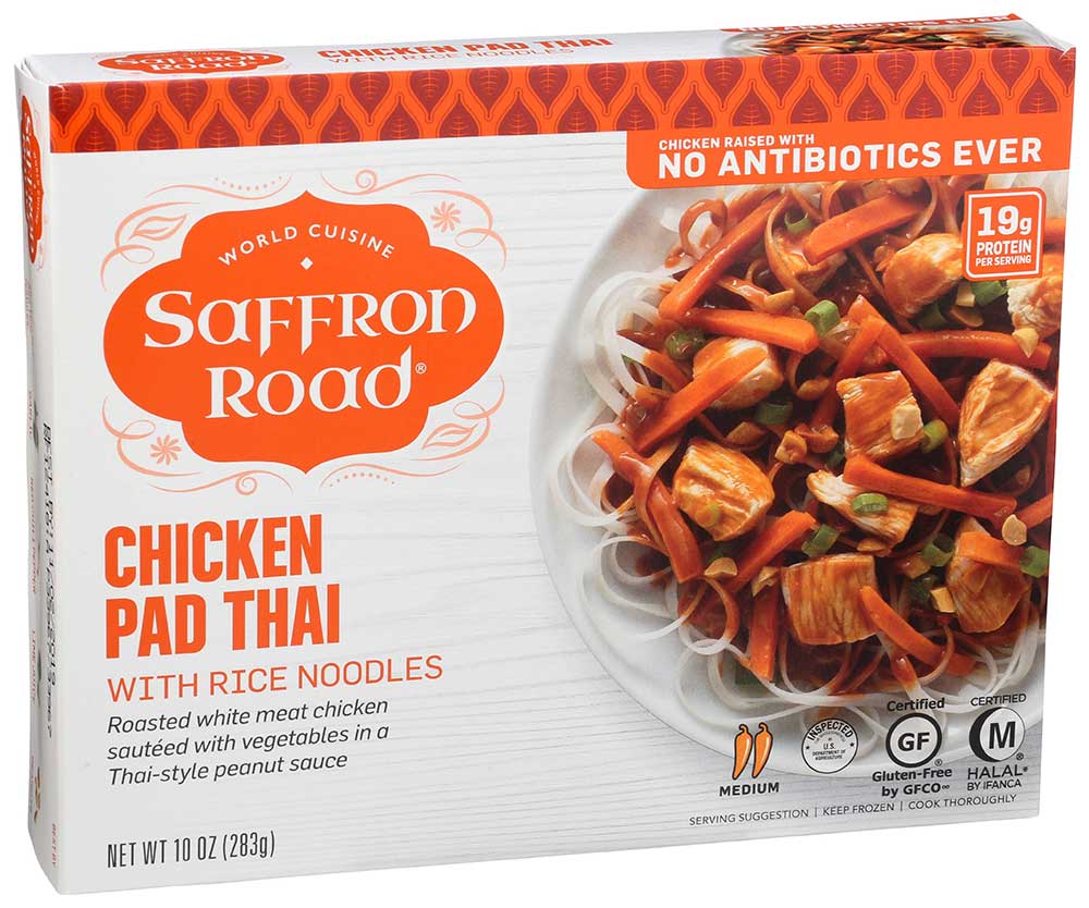 SAFFRON ROAD 10oz CHICKEN PAD THAI WITH RICE NOODLES