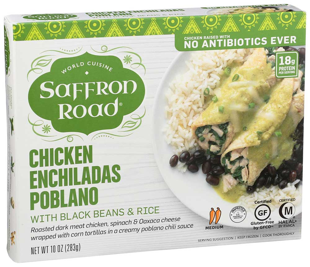 SAFFRON ROAD 10oz CHICKEN ENCHILADAS POBLANO