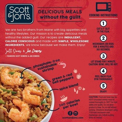SCOTT & JON'S GLUTEN FREE FROZEN SHRIMP JAMBALAYA RICE BOWL 8OZ