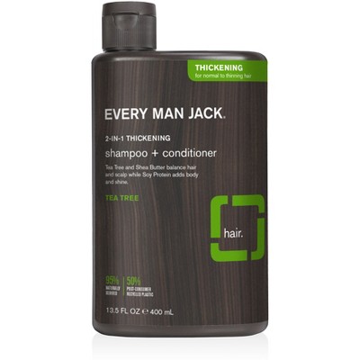EVERY MAN JACK 2 IN 1 SHAMPOO PLUS CONDITIONER THICKENING SCALP AND HAIR FINE OR THINNING HAIR 13.5 OZ