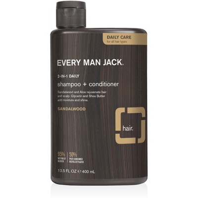 EVERY MAN JACK DAILY SHAMPOO SCALP AND HAIR ALL HAIR TYPES SANDALWOOD 13.5 OZ