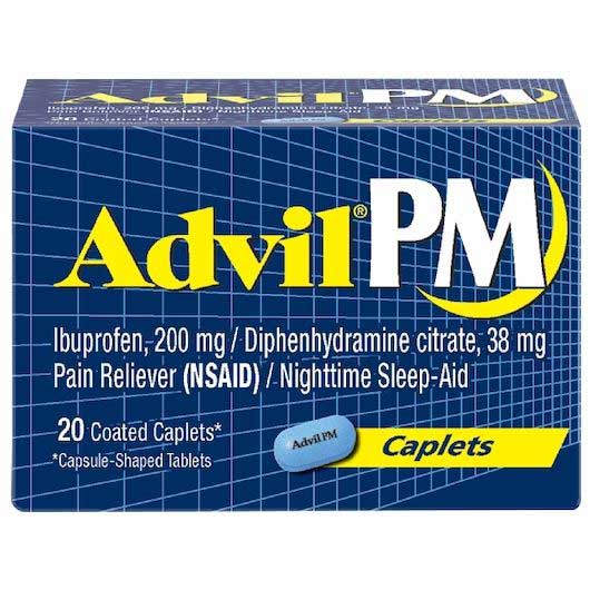 ADVIL PM 20ct  COATED CAPLETS 200 mg PAIN RELIEVER