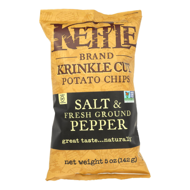 KETTLE BRAND 5oz SALT & PEPPER KRINKLE CUT POTATO CHIPS