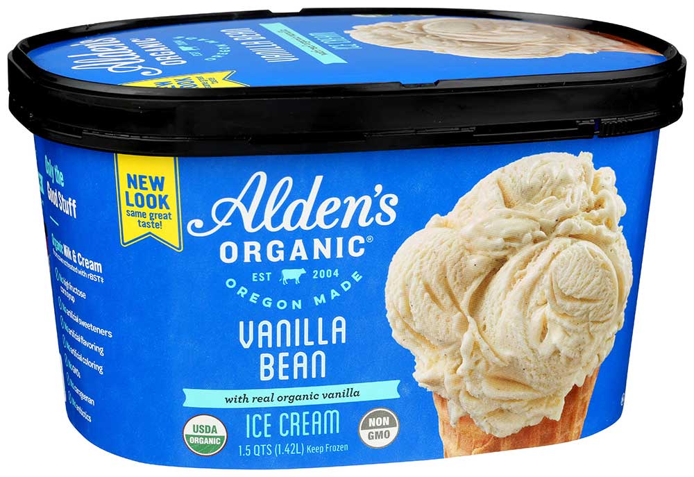 ALDEN'S ORGANIC 48oz VANILLA BEAN ICE CREAM