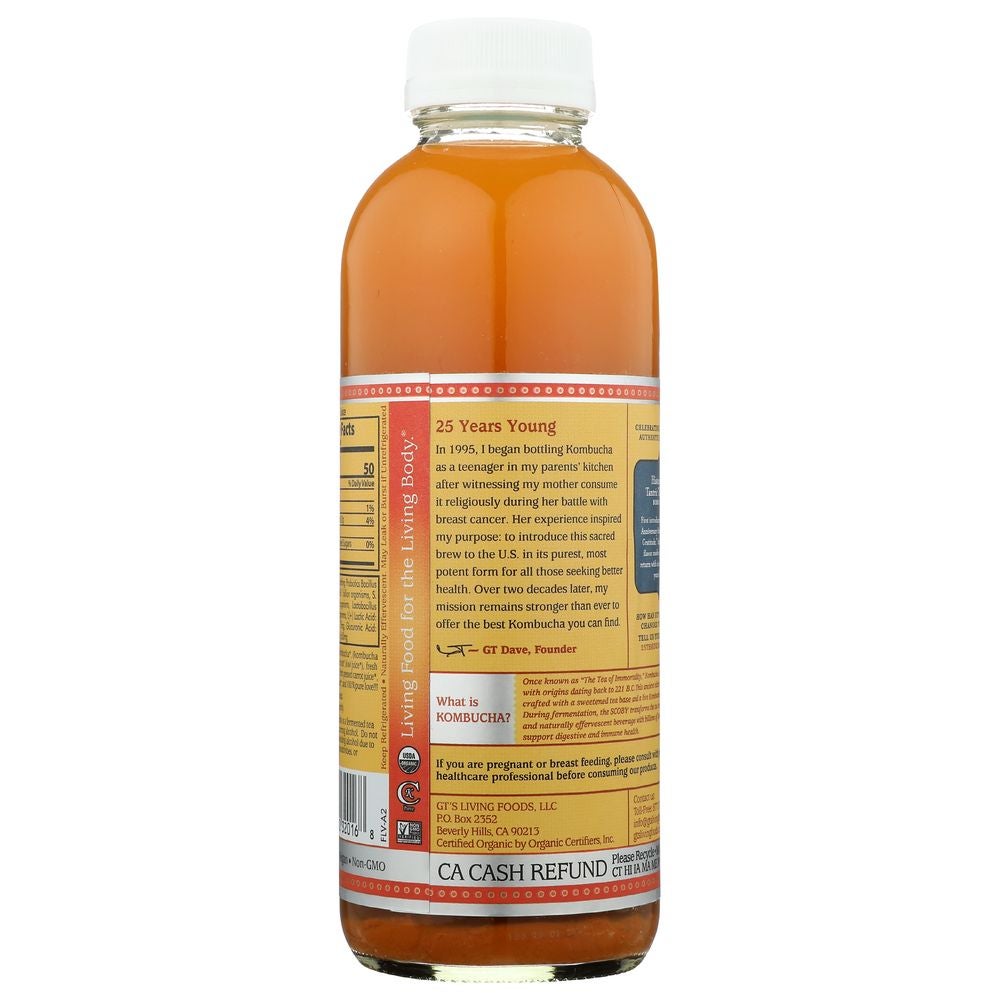 GT'S 16oz ORGANIC RAW KOMBUCHA, TANTRIC TURMERIC