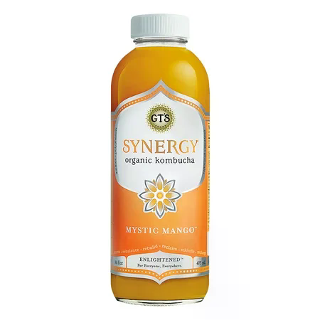GT'S 16oz ORGANIC SYNERGY KOMBUCHA, ENLIGHTENED MYSTIC MANGO