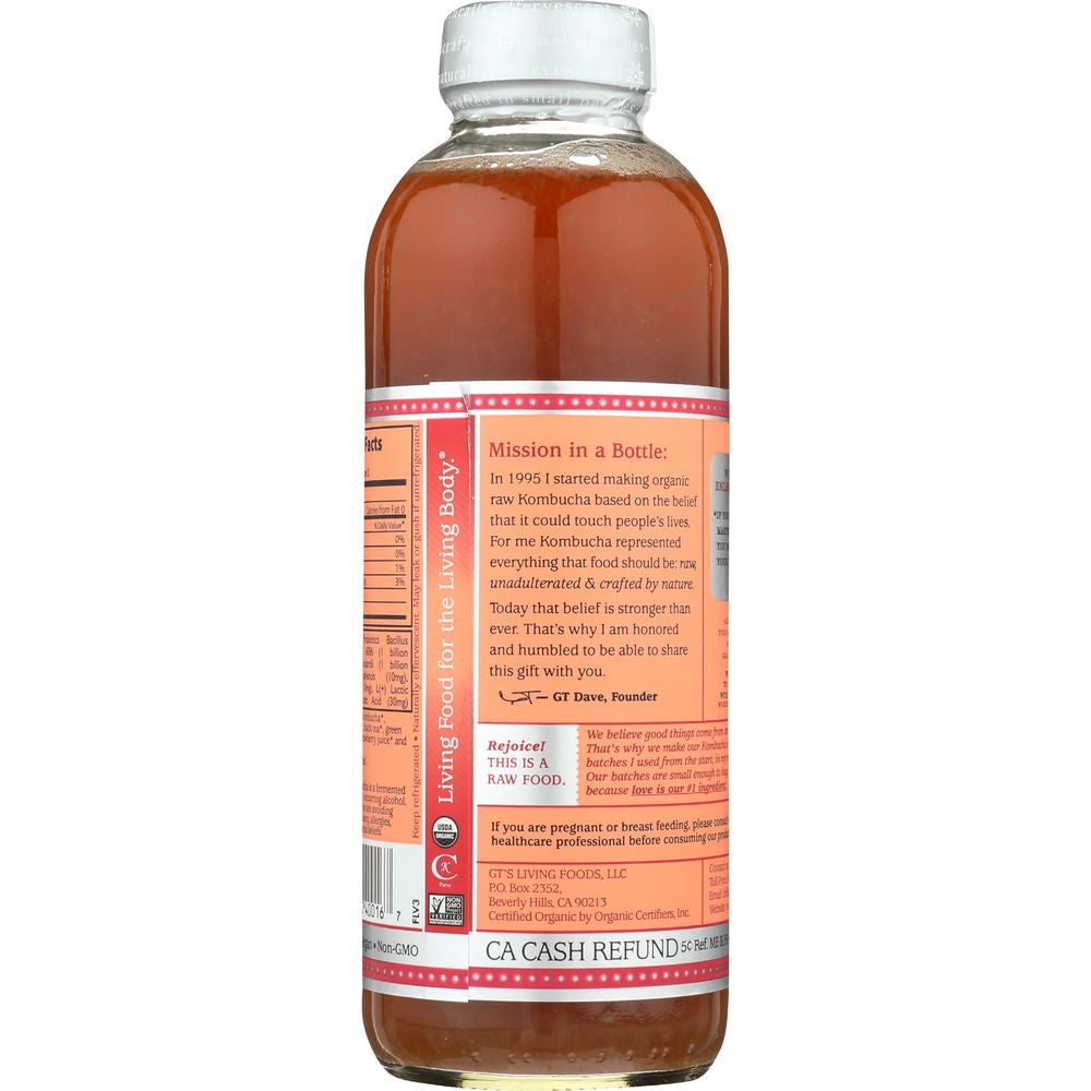 GT'S 16oz ORGANIC SYNERGY KOMBUCHA, STRAWBERRY SERENITY