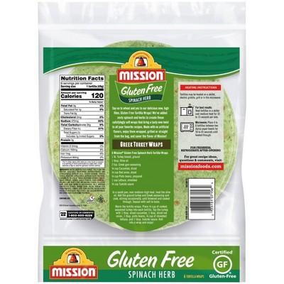 MISSION 10.5oz GLUTEN-FREE TORTILLAS, SPINACH