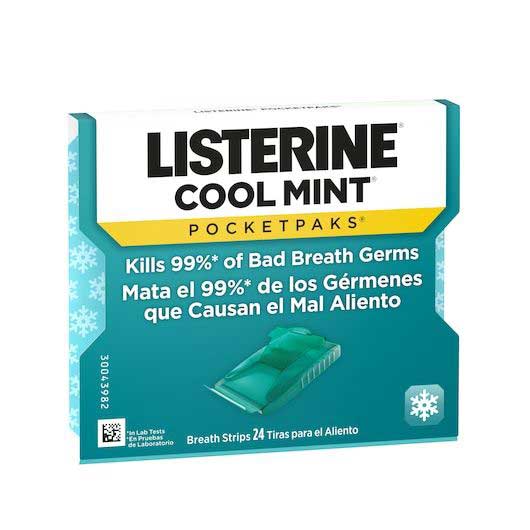 LISTERINE 24ct POCKETPAKS COOL MINT FLAVORED BREATH STRIPS