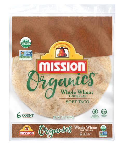MISSION 10.5oz ORGANIC WHOLE WHEAT TORTILLAS SOFT TACO