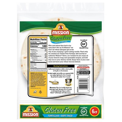 MISSION 10.5oz GLUTEN-FREE TORTILLAS, TACO SIZE (6PK)