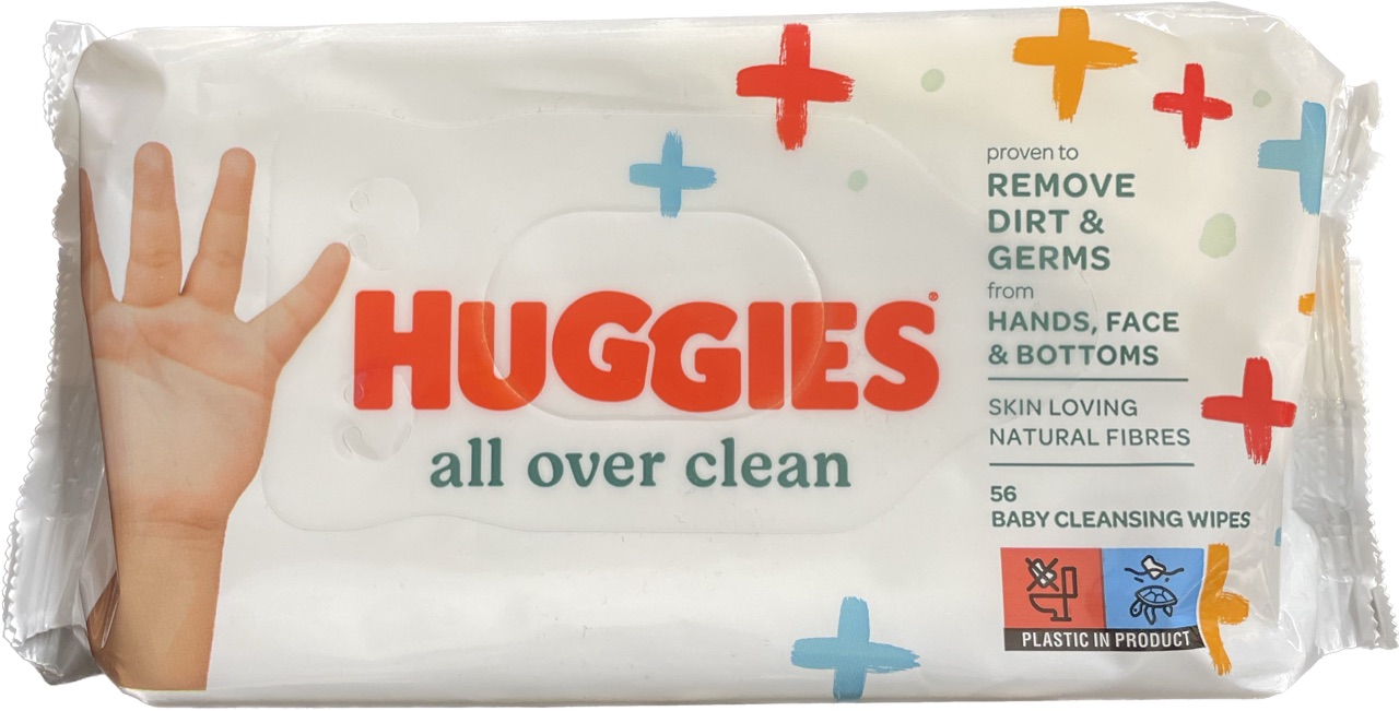 HUGGIES ALL OVER CLEAN 56ct REMOVE DIRT &GERMS