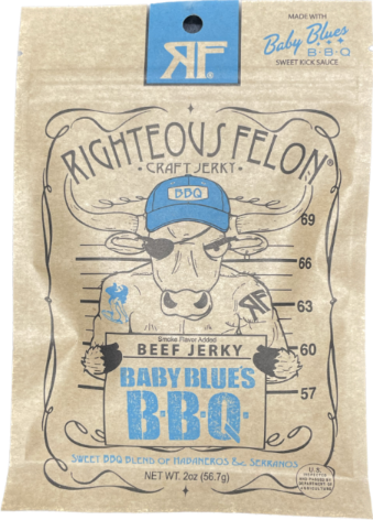 RIGHTEOUS FELON 2oz BABY BLUES BBQ BEEF JERKY