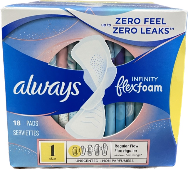 ALWAYS 18ct PADS INFINITY FLEX FOAM REGULAR FLOW 