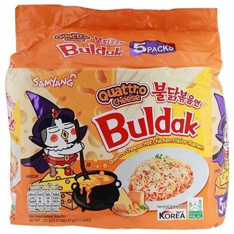 SAMYANG 25.55OZ QUATTRO CHESSE BULDAK SPICY CHICKEN FLAVOR RAMEN 5PK