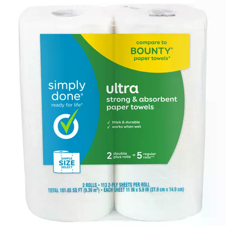 SIMPLE DONE 2ROLLS ULTRA STRONG&ABSORBENT PAPER TOWELLS