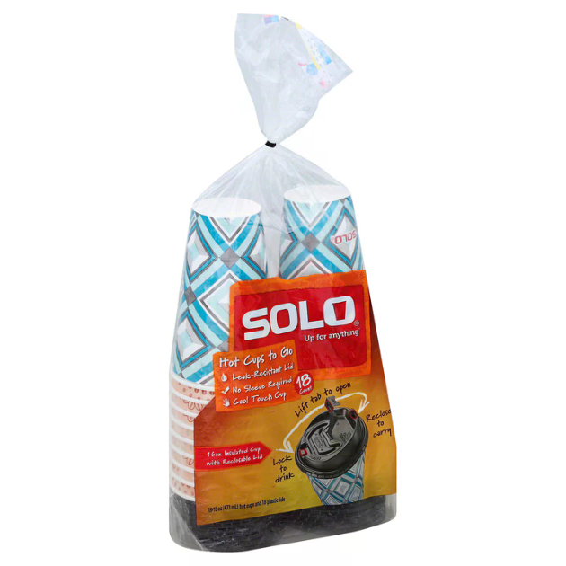 SOLO 18CT  16oz HOT CUP WITH LID 