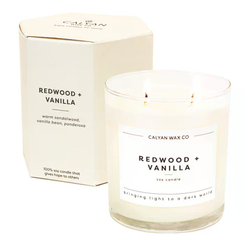 CALYAN WAX CO. 10.2OZ REDWOOD+VANILLA CANDLE