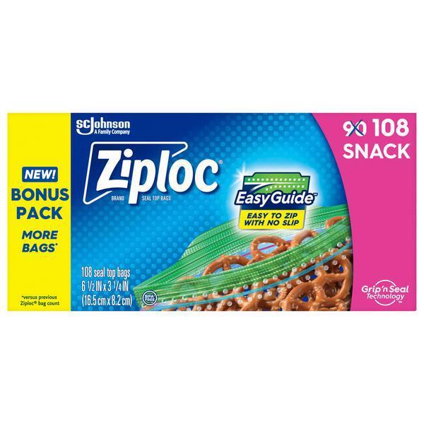 SCJOHNSON 108CT ZIPLOC SEAL TOP BAGZ SNACK SIZE